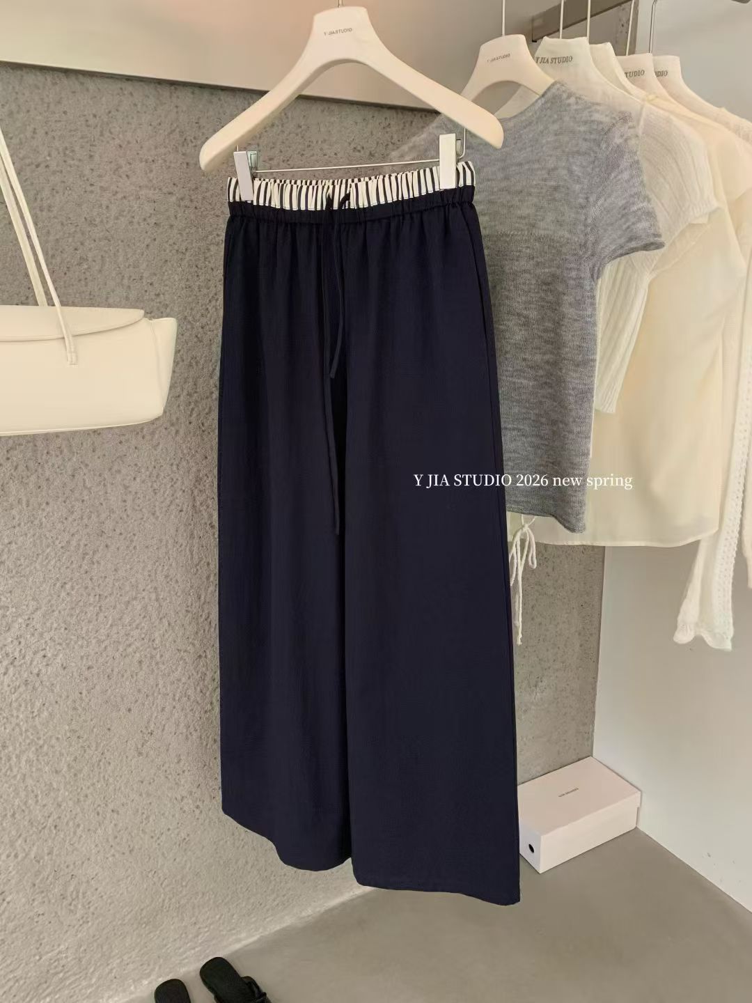 YJ - 條紋腰頭工裝褲   1167#