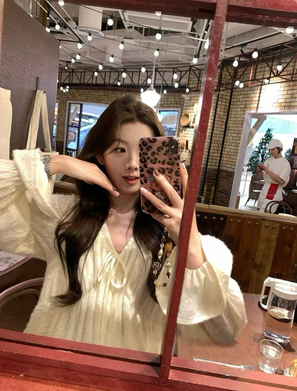 YJNN - 仙氣刷絨緹花分割連身裙洋裝&奶茶馬甲  8513#