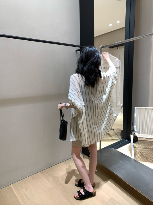 Hers - 舒適飄逸感防曬條紋襯衫  80553#