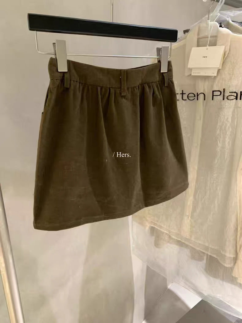 HERS> 咖啡牛仔棉短裙   2044#