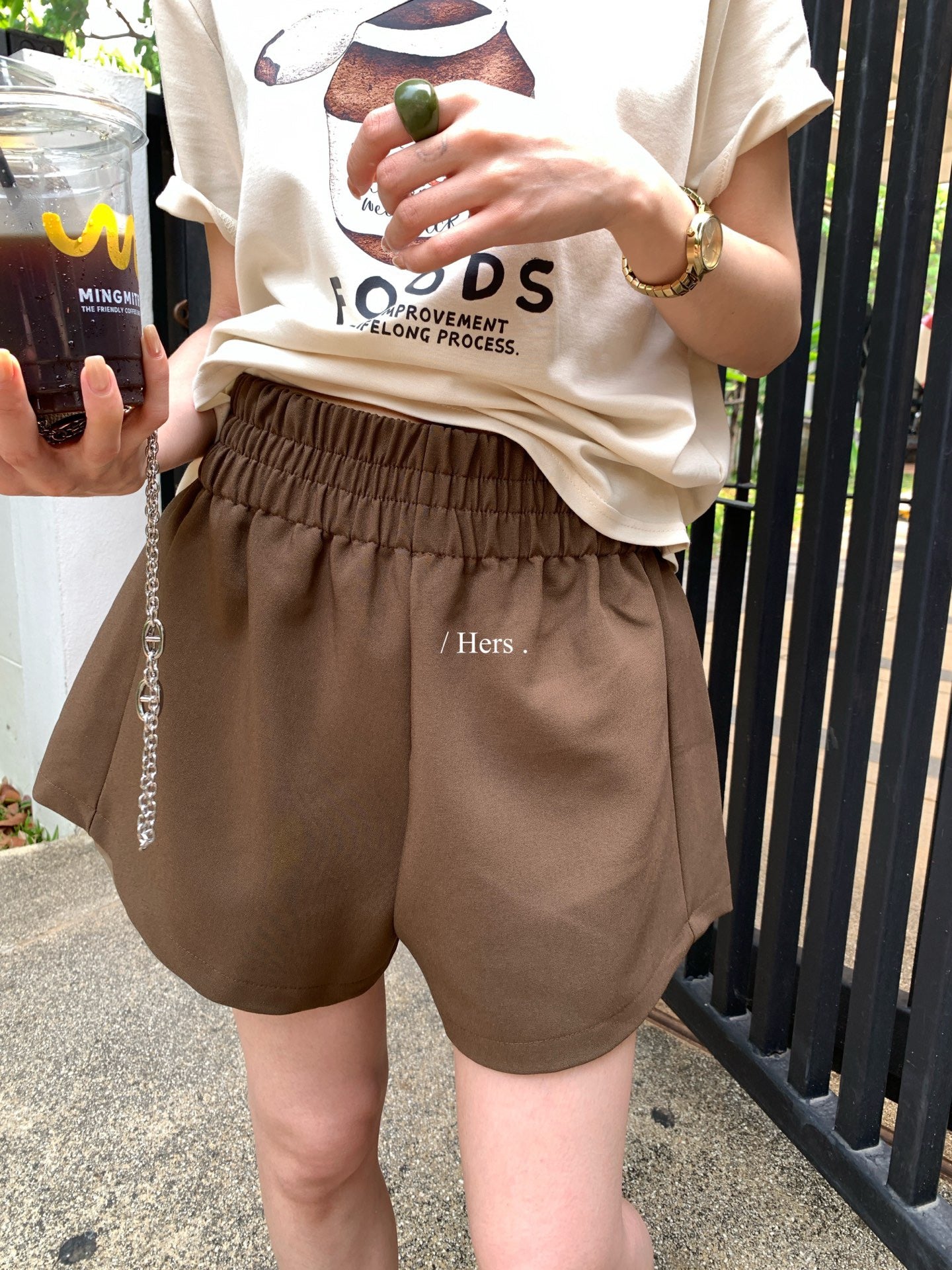 Hers - 休閒寬版短褲   80516#