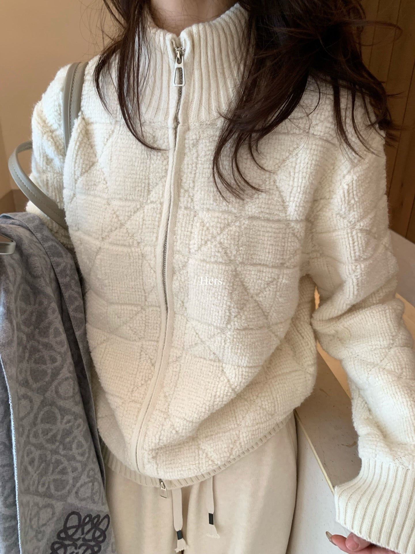 Hers - 後背星星拉鍊雙拉鍊毛衣  92726#