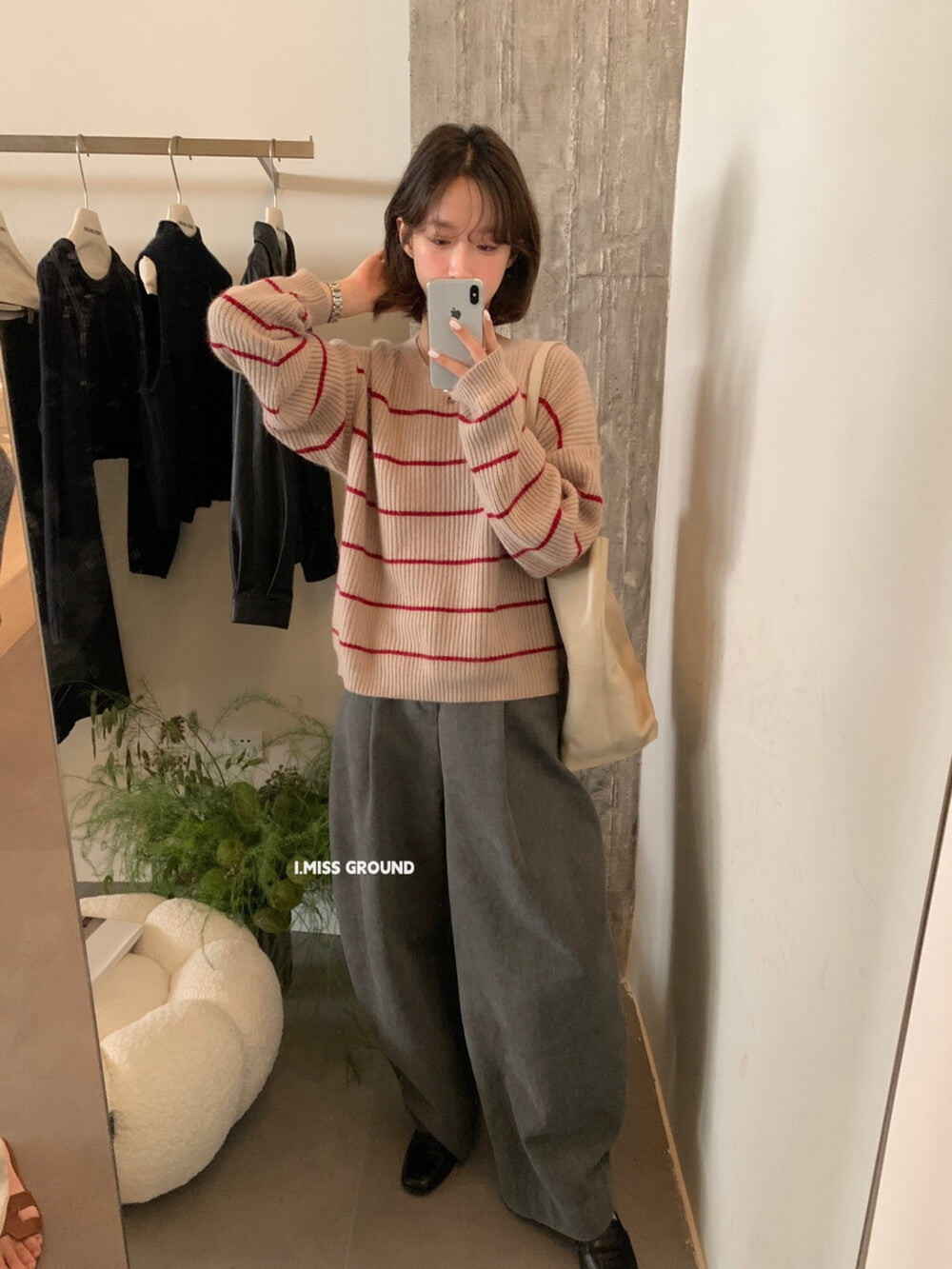 i miss - 條紋質感針織衫  991091#