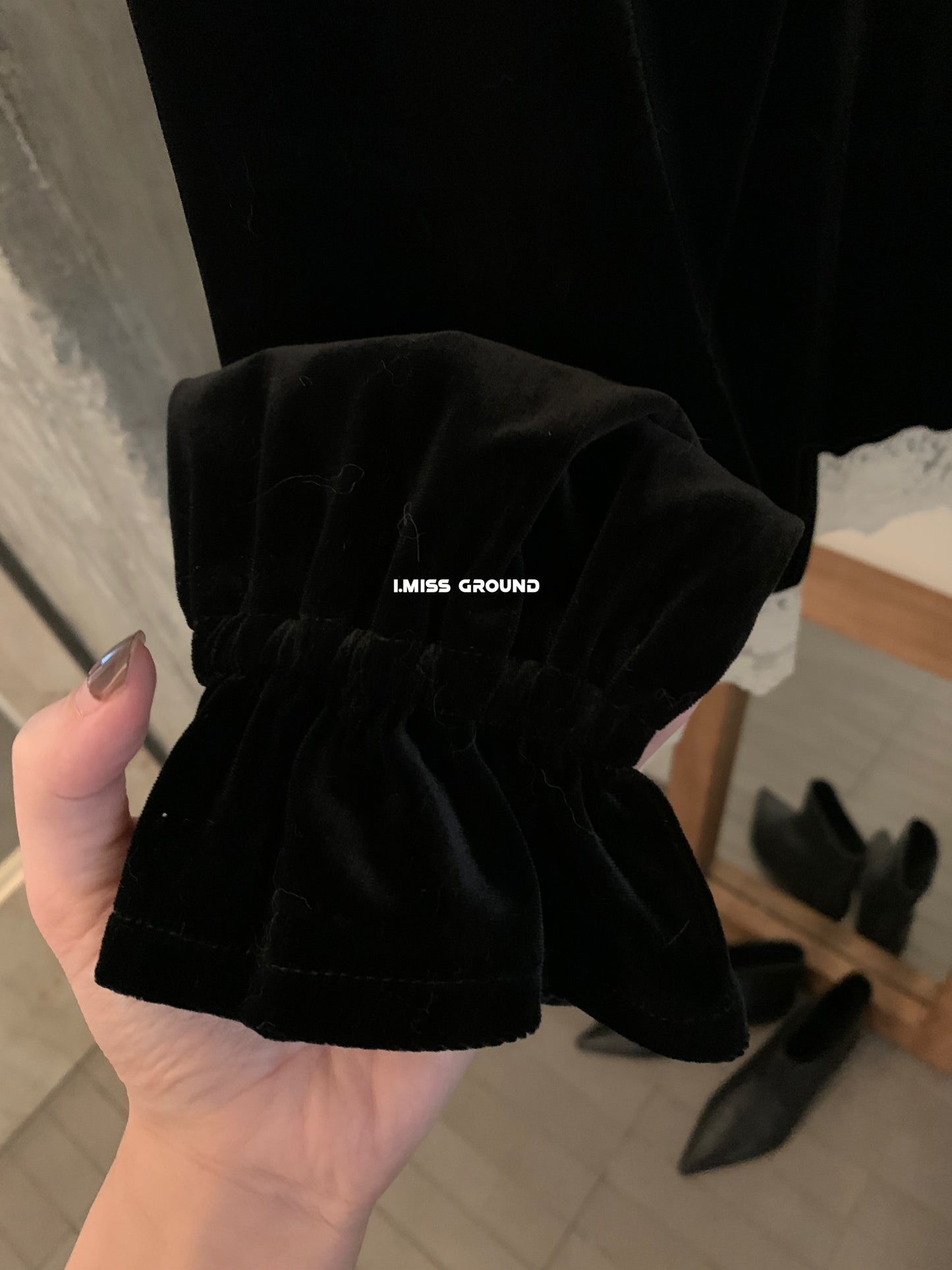 I MISS - 蕾絲絲絨上衣  60925#