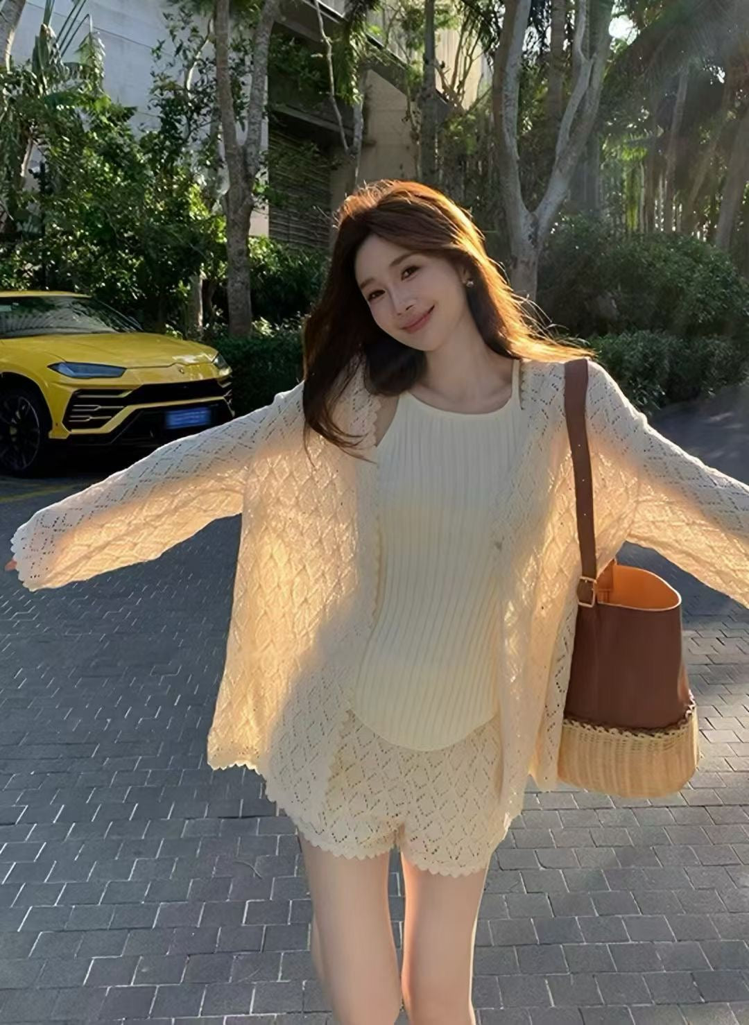 YJ - 簍空針織三件套   6687#