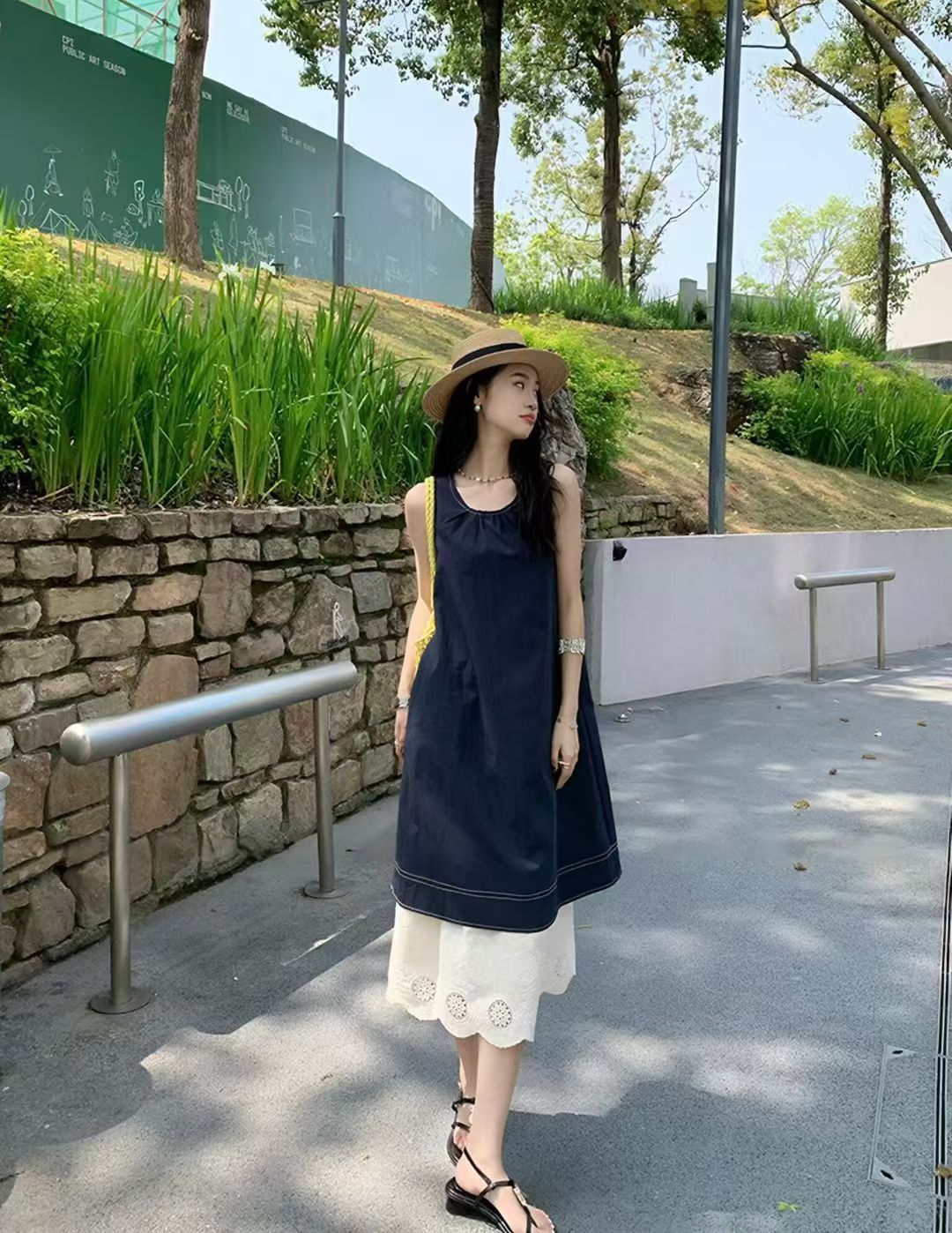 YJ - 復古蕾絲拼接連身裙/洋裝   8913#