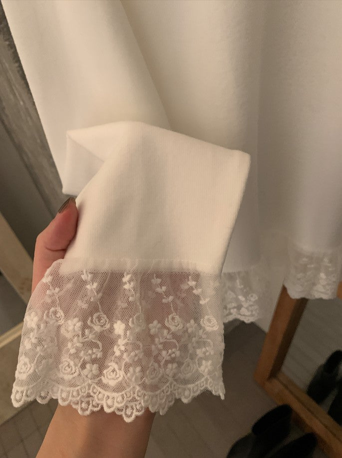 i miss - 刷毛蕾絲花邊素T