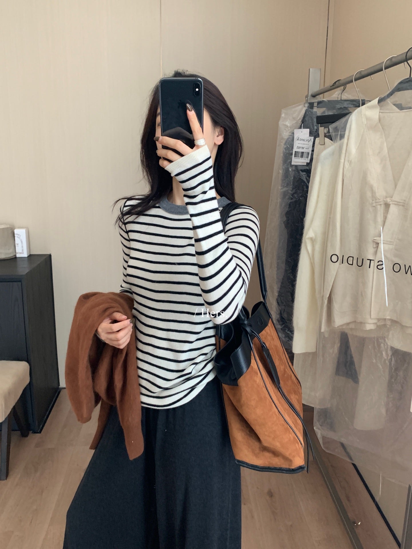 HERS - 撞色條紋針織衫  92399#