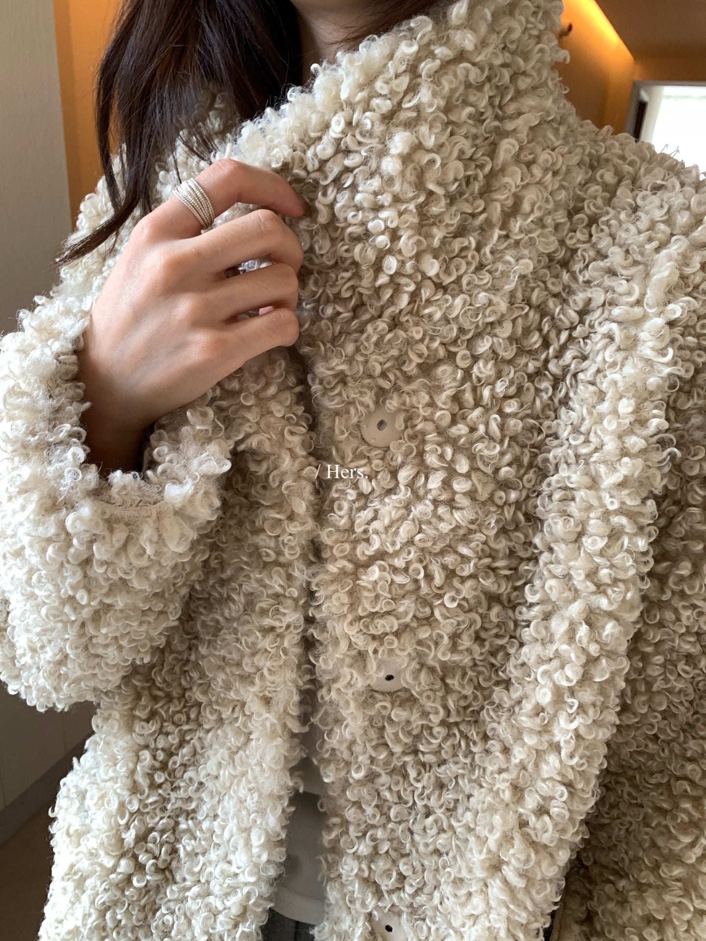 Hers - 中長款皮毛一體毛毛外套  92652#