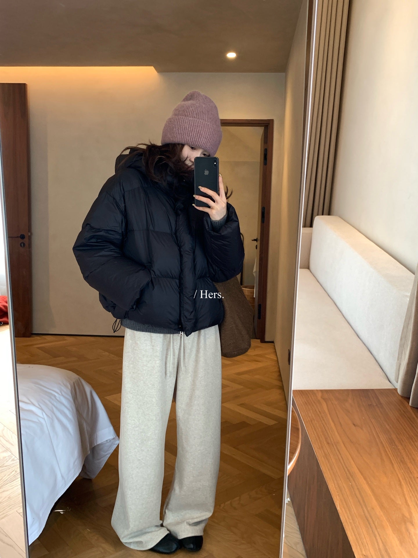 Hers -  云朵90%白鴨絨連帽與絨外套  92728#