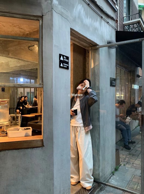 METWO> 灰拼粉棒球外套 2101#