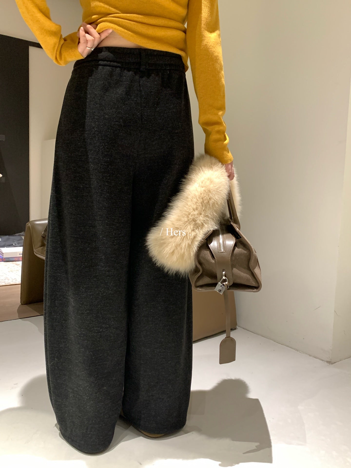 Hers - 磨毛抽繩休閒褲  92663#