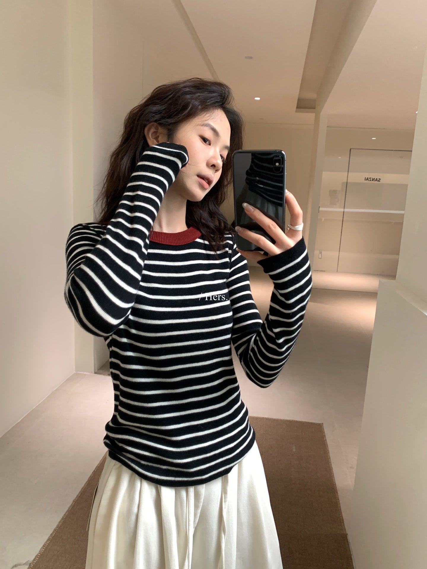 HERS - 撞色條紋針織衫  92399#