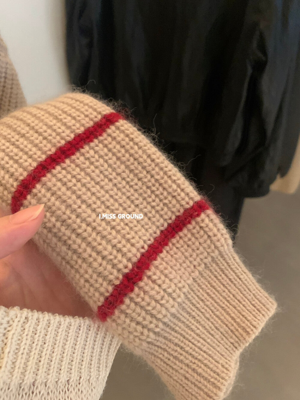 i miss - 條紋質感針織衫  991091#