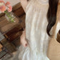 NENE> 木耳邊刺繡掛脖連衣裙  2338#