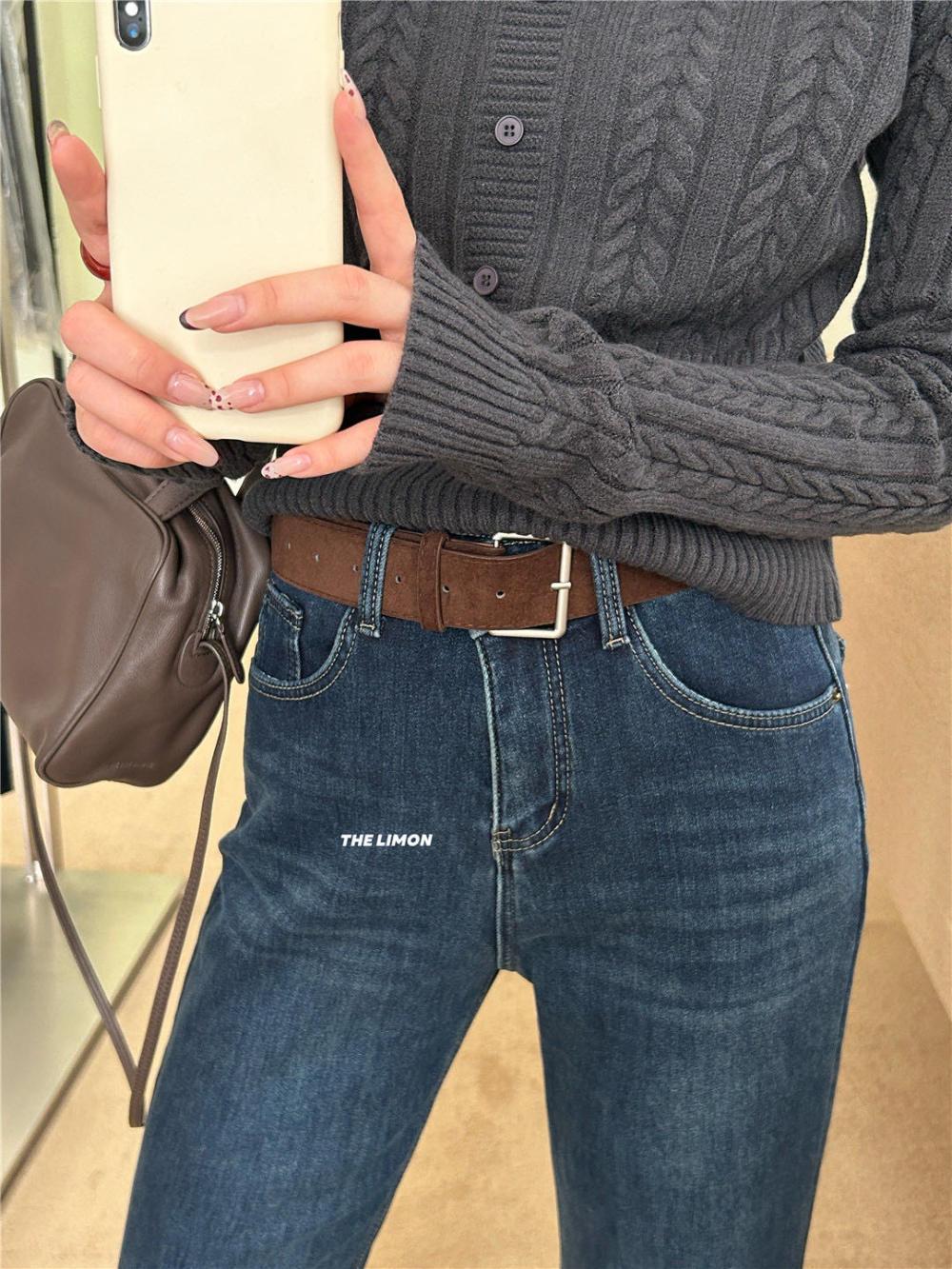 Limon - 加絨微喇牛仔褲  2657#