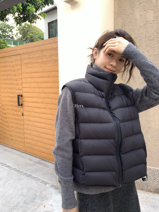 Hers - 立領白鴨絨羽絨馬甲  92535#