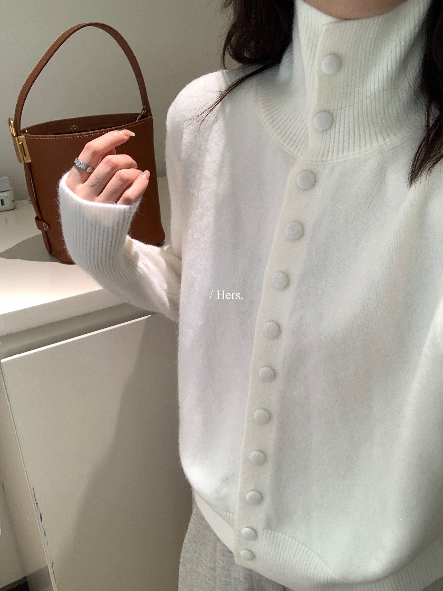 Hers - 單排釦高領毛衣  92515#