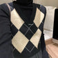 METWO> 菱格馬甲毛衣3色 8288#