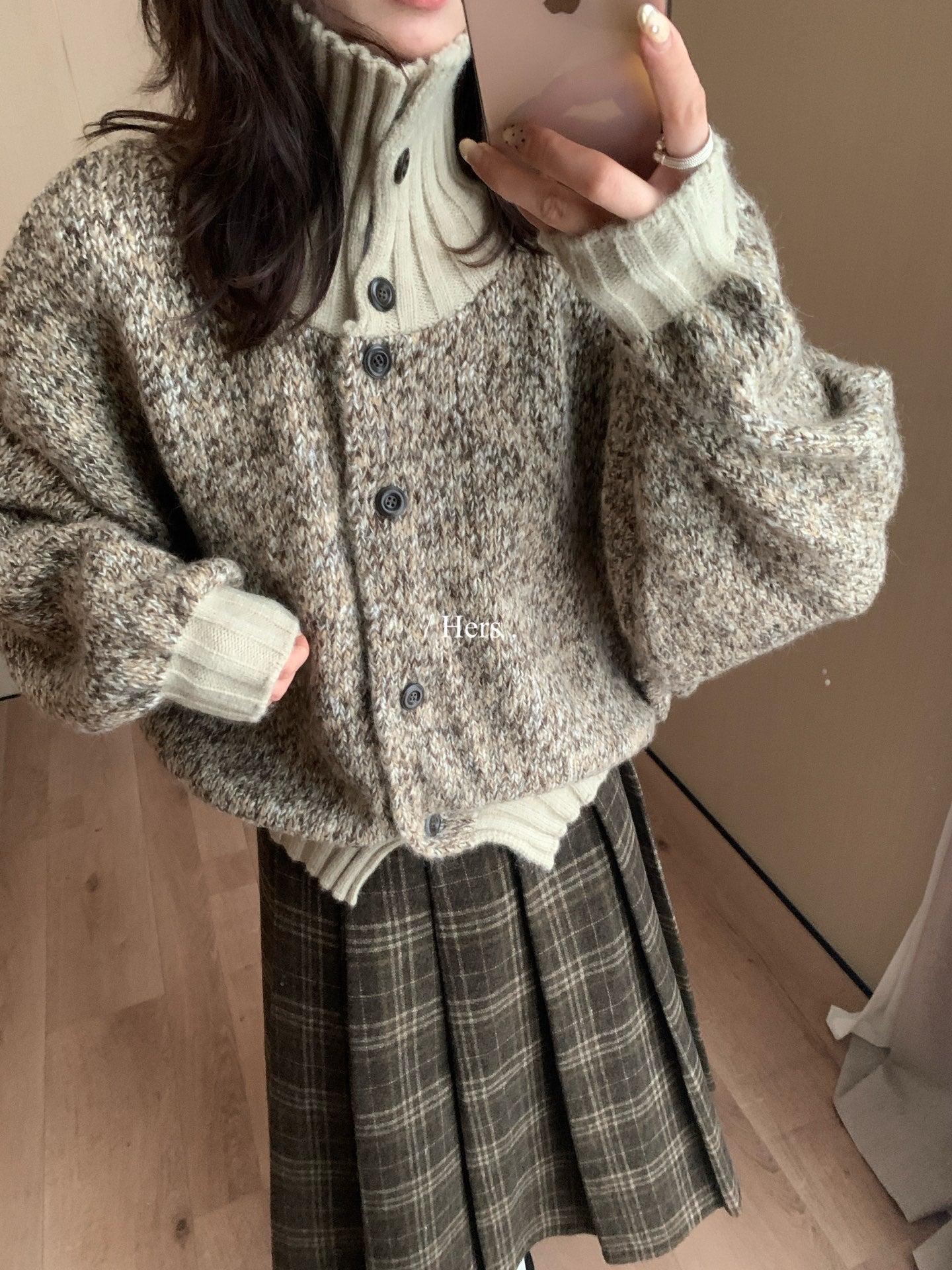 Hers - 撞色高領毛衣  92665#