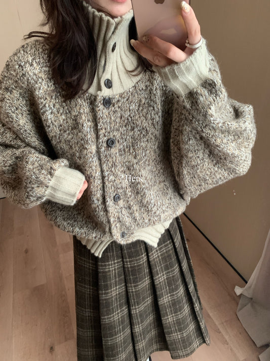 Hers - 撞色高領毛衣  92665#