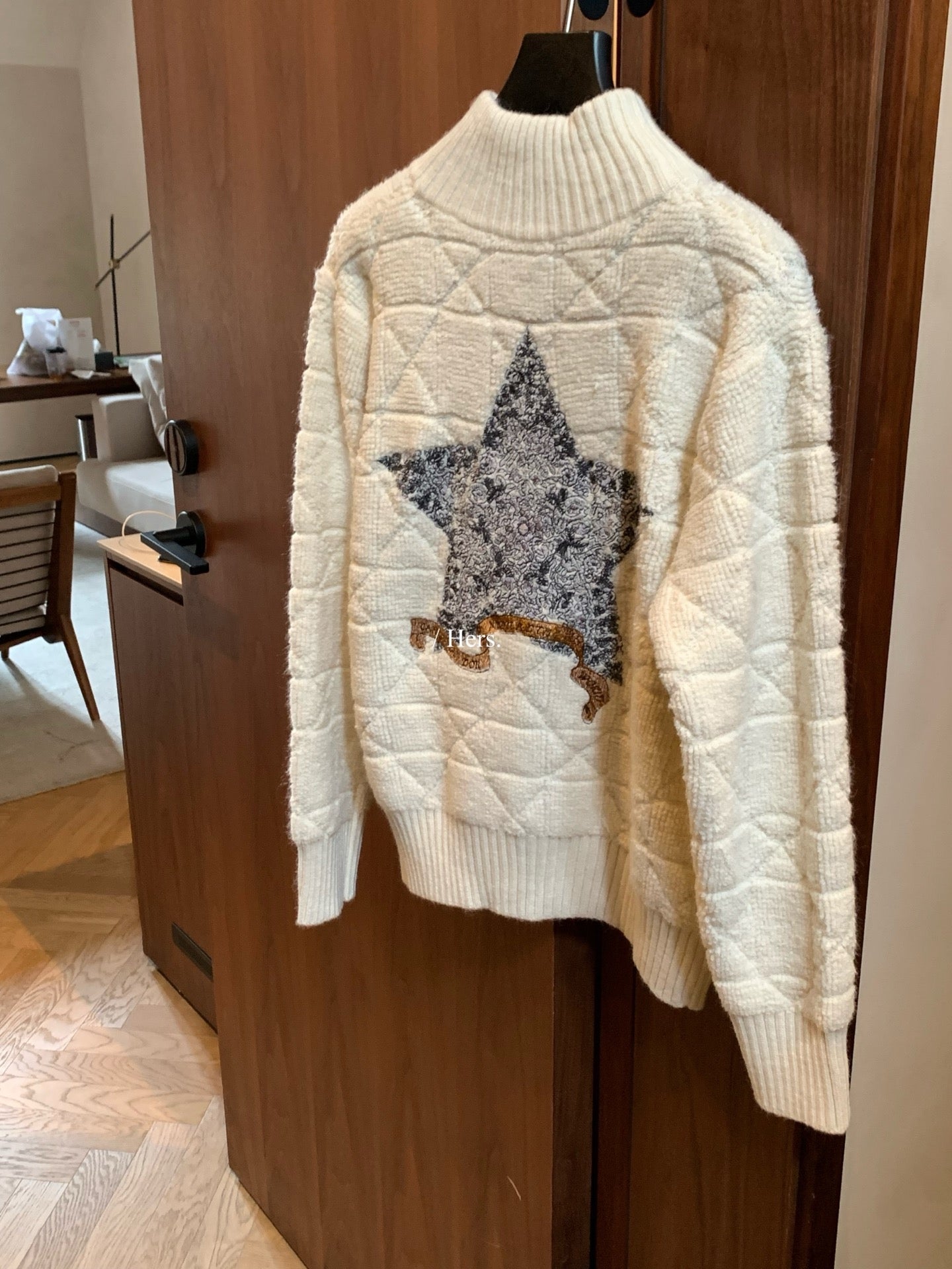 Hers - 後背星星拉鍊雙拉鍊毛衣  92726#