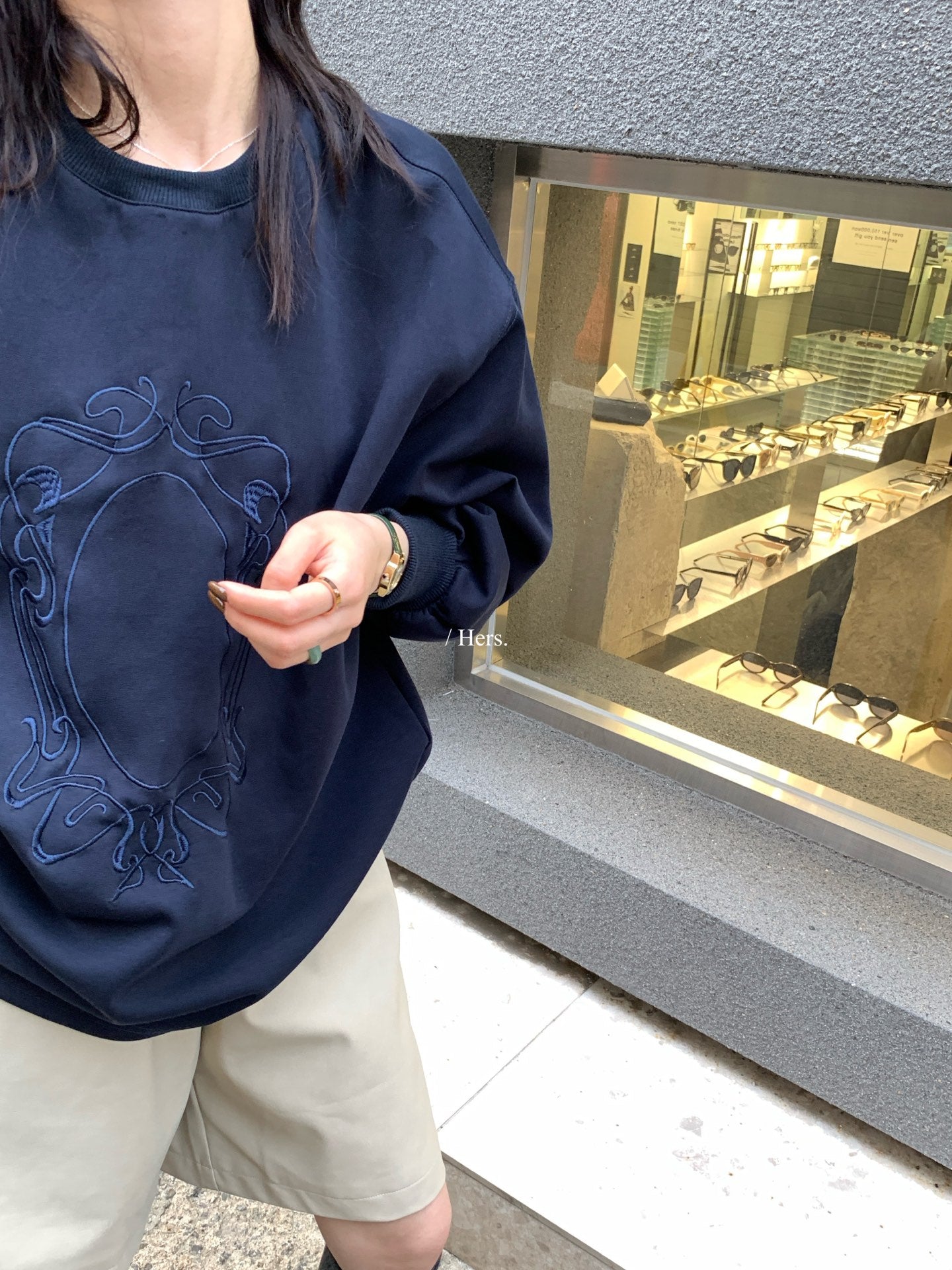 Hers - 魔鏡刺繡大版衛衣   92128#