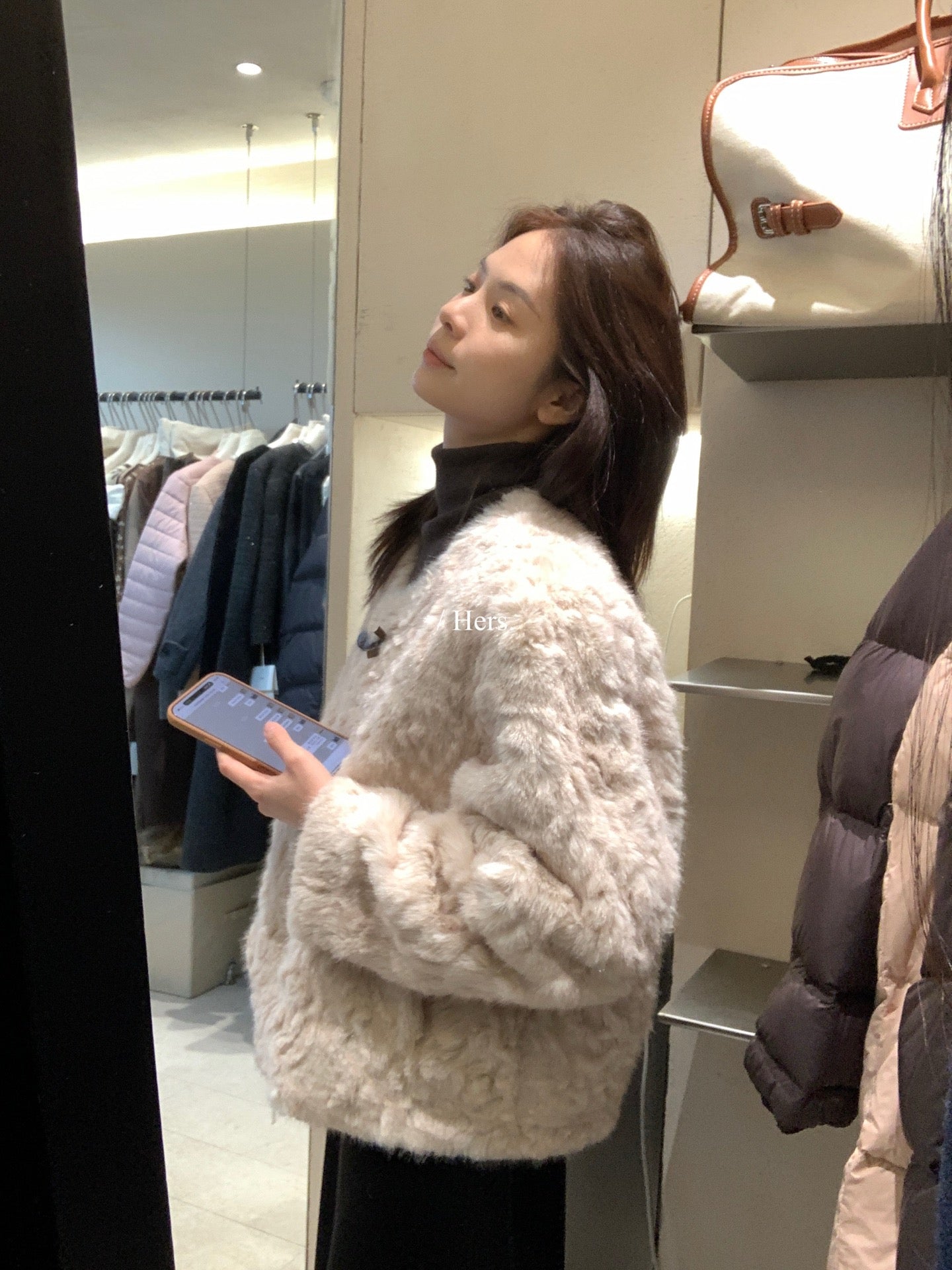 Hers - 韓標 皮毛一牛角扣外套 92552#