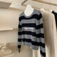 I MISS - 貂絨大條紋針織衫  01256#