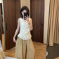 Hers - 蕩領蕾絲拼接設計背心   80527#