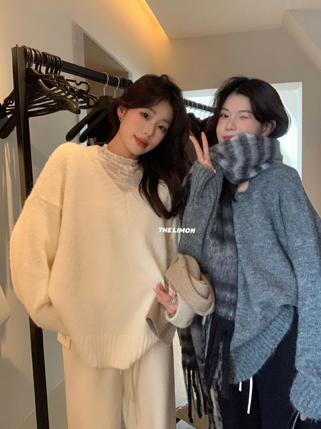 Limon - V領鬆弛毛衣  217#