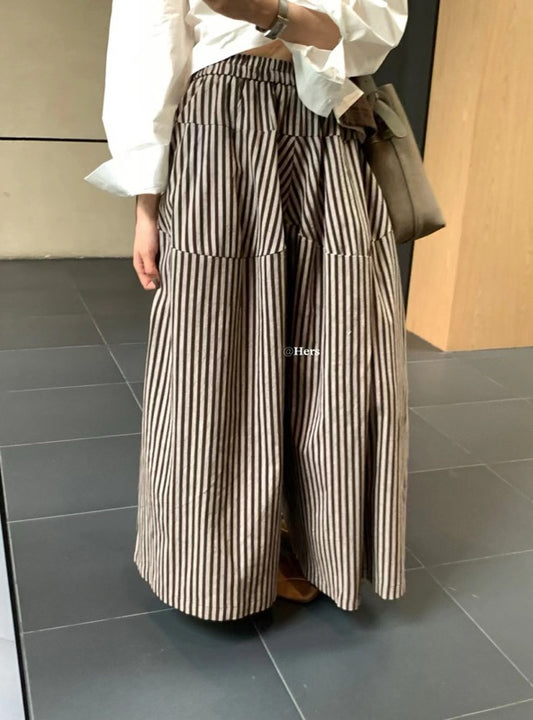 HERS>#拼接條紋裙褲 0960#