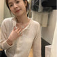 METWO> 拼紗毛織開衫 8677#