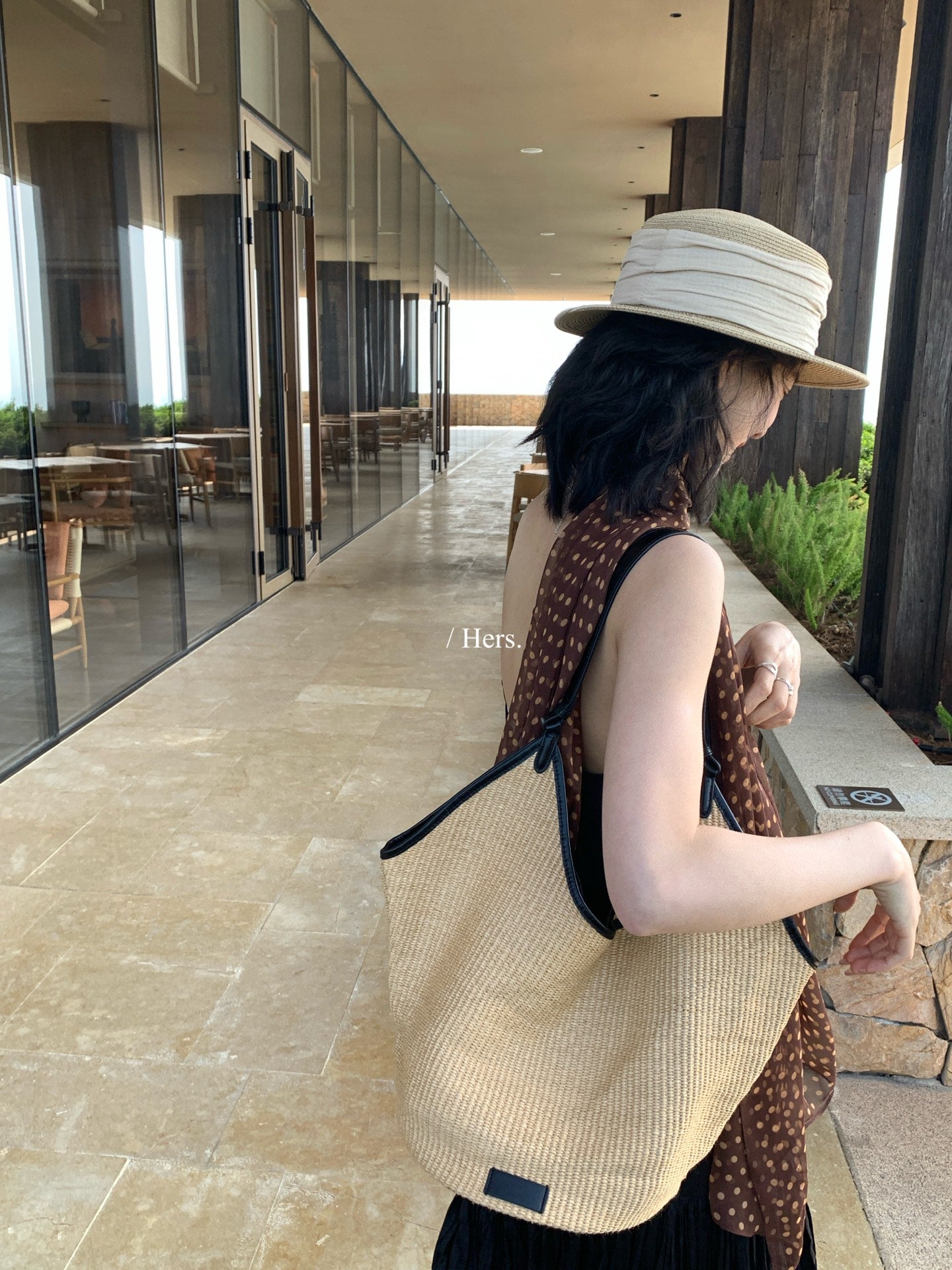 Hers - 縐褶感長款吊帶裙/洋裝SM    80232#