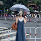 NENE > 雪花背心+軟牛仔連身裙 兩件套  6996#