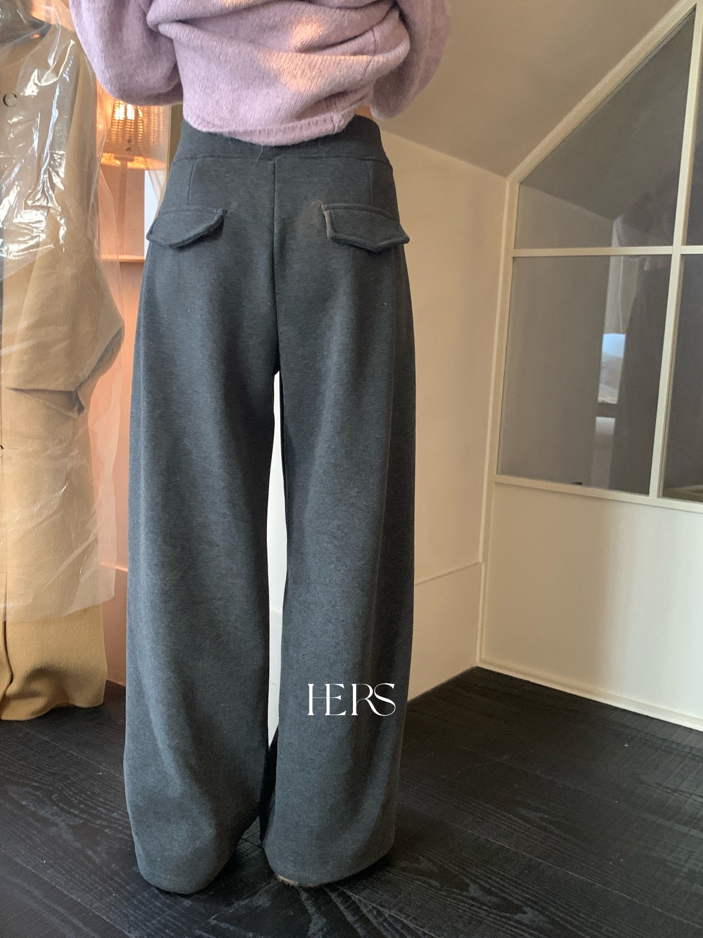 seeUbye - 好版型!加絨加厚紙片直筒褲  92803#