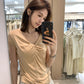 Hers - 紐結V領紙片T   80571#