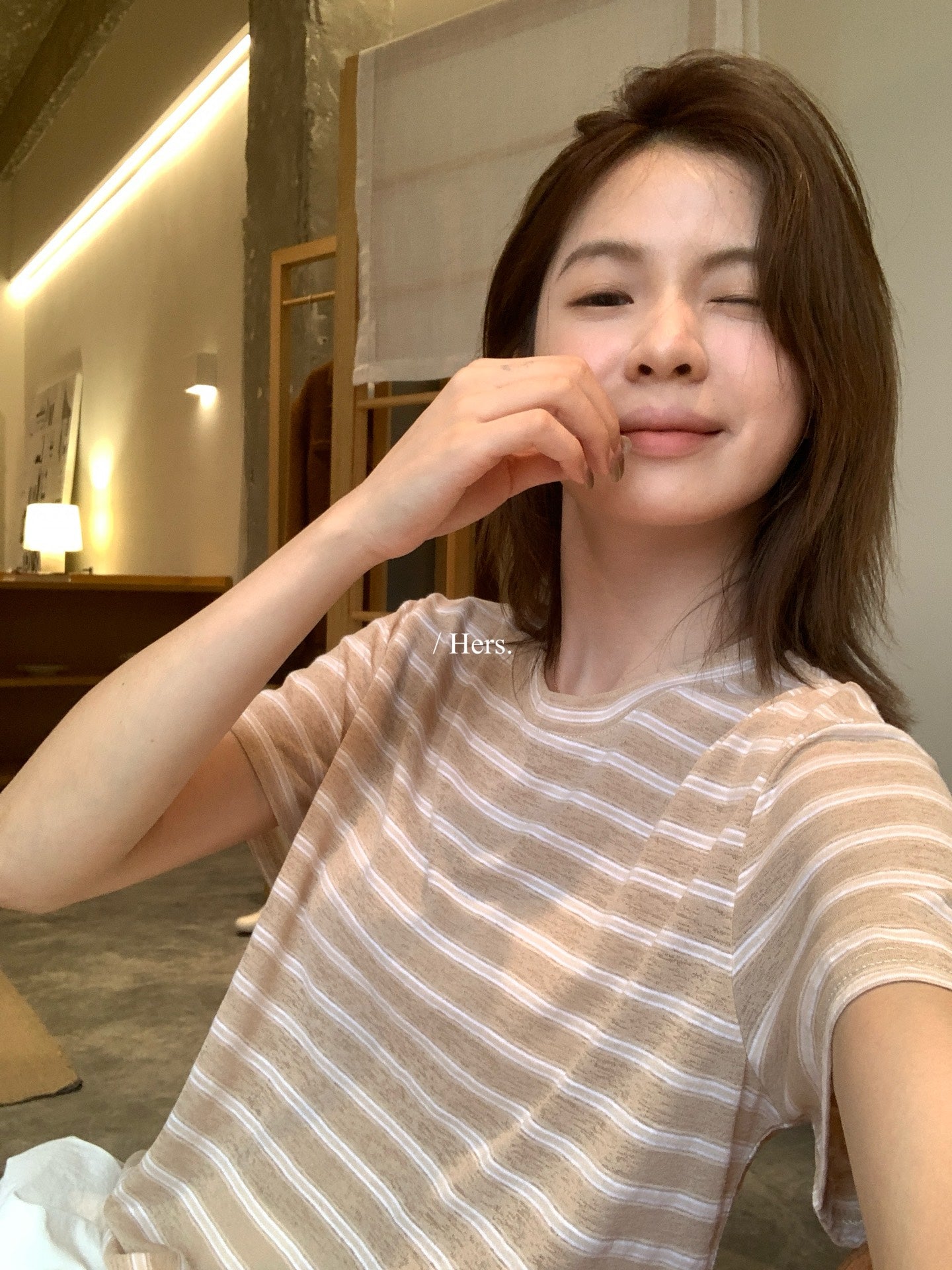 Hers - 竹節肌理感條紋T  80685#