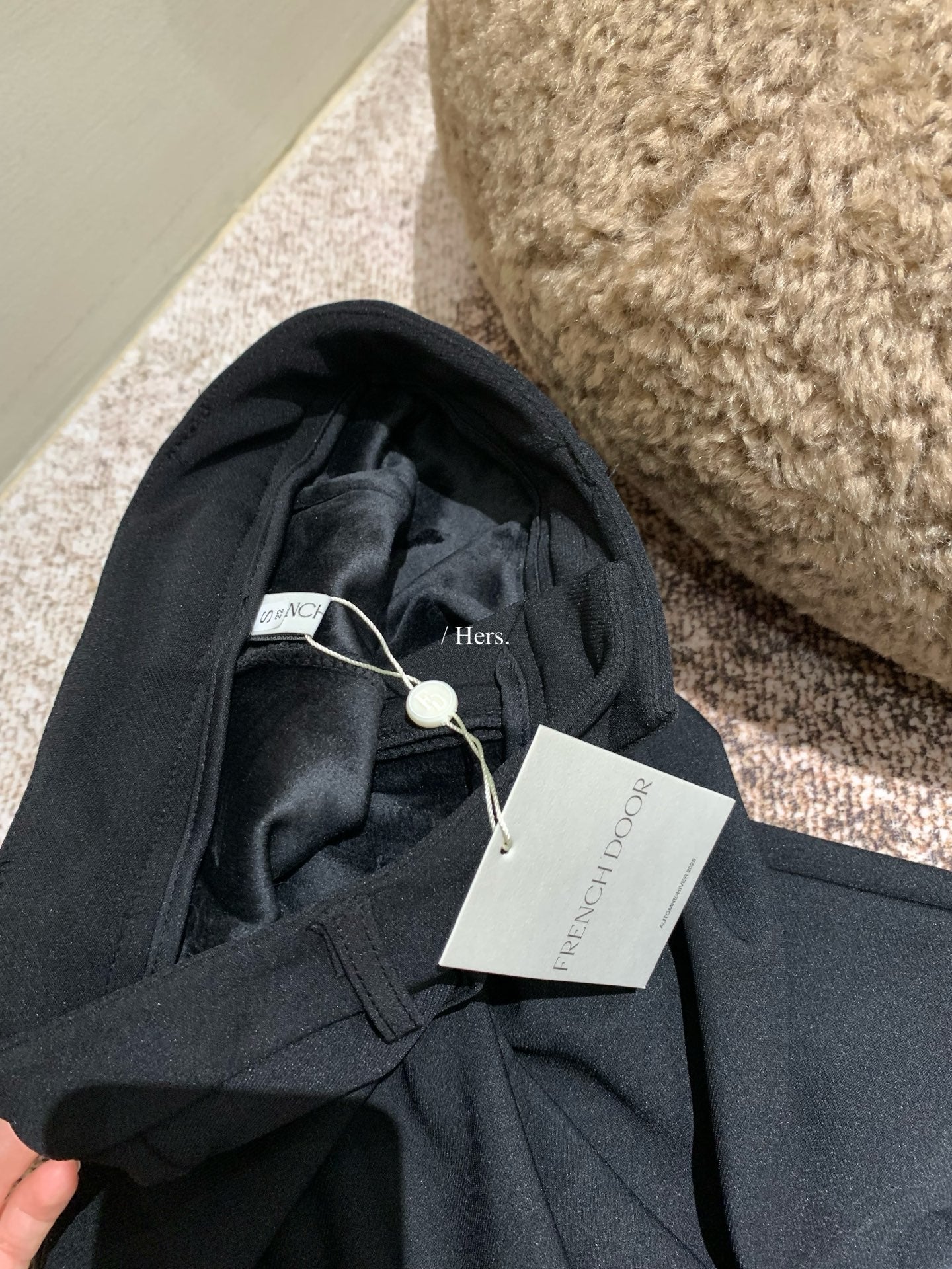 Hers - 附腰帶>年度加絨小黑褲  92822#