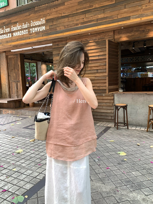 Hers - 亞麻氣質無袖衫   80477#