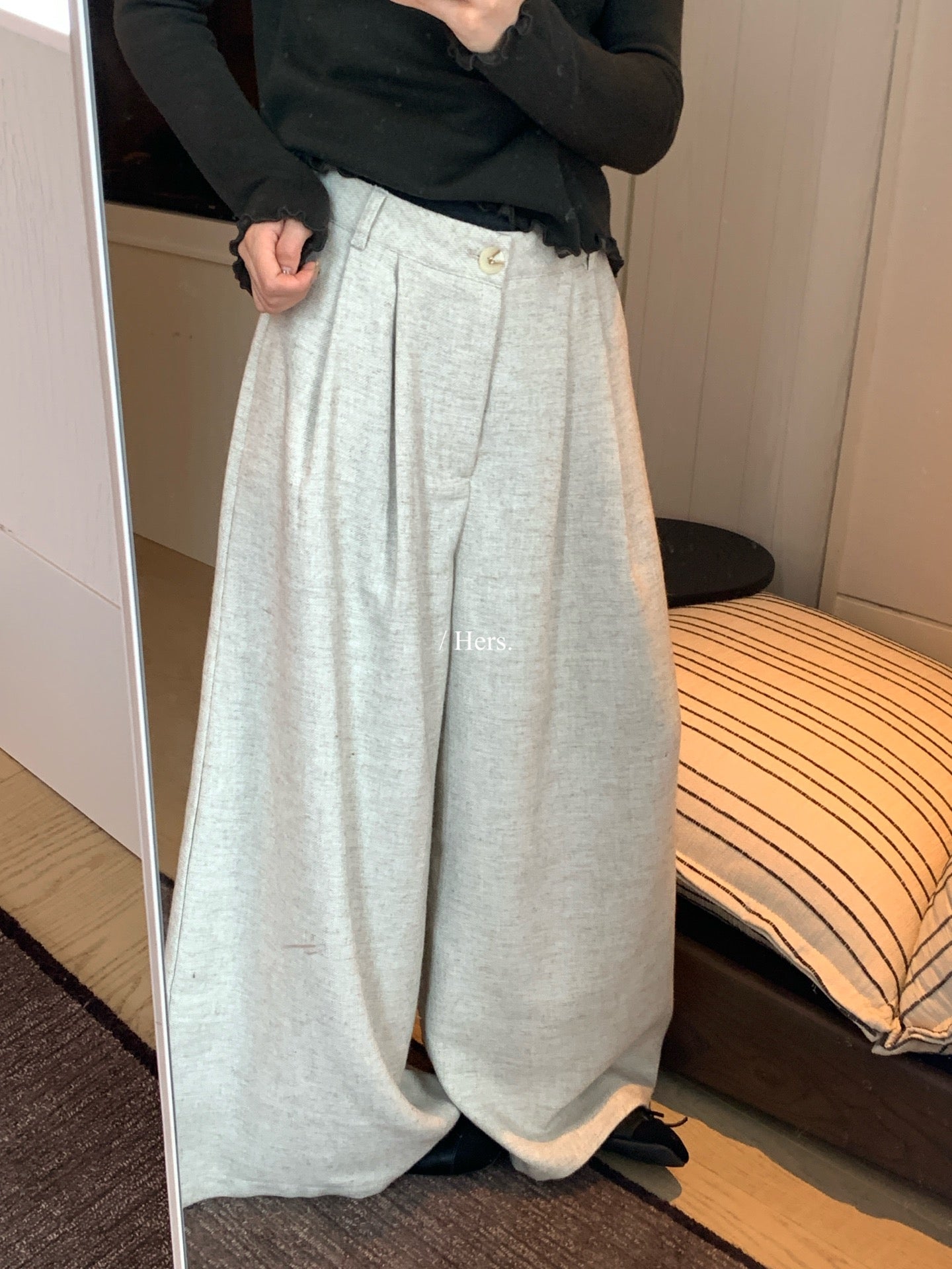 Hers - 壓褶闊腿西褲 92569#