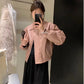 METWO>皮粉夾棉外套 8528#