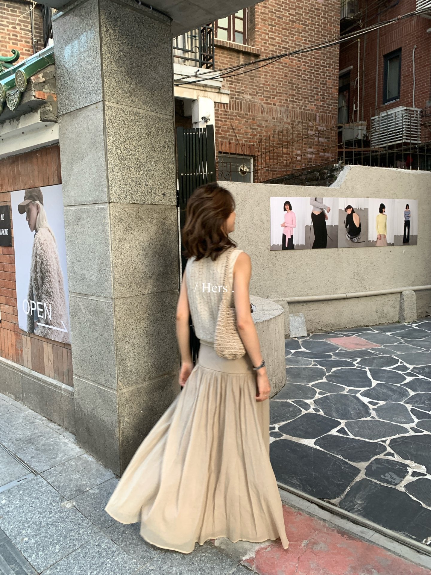 Hers - 3色簍空POLO背心    08175#