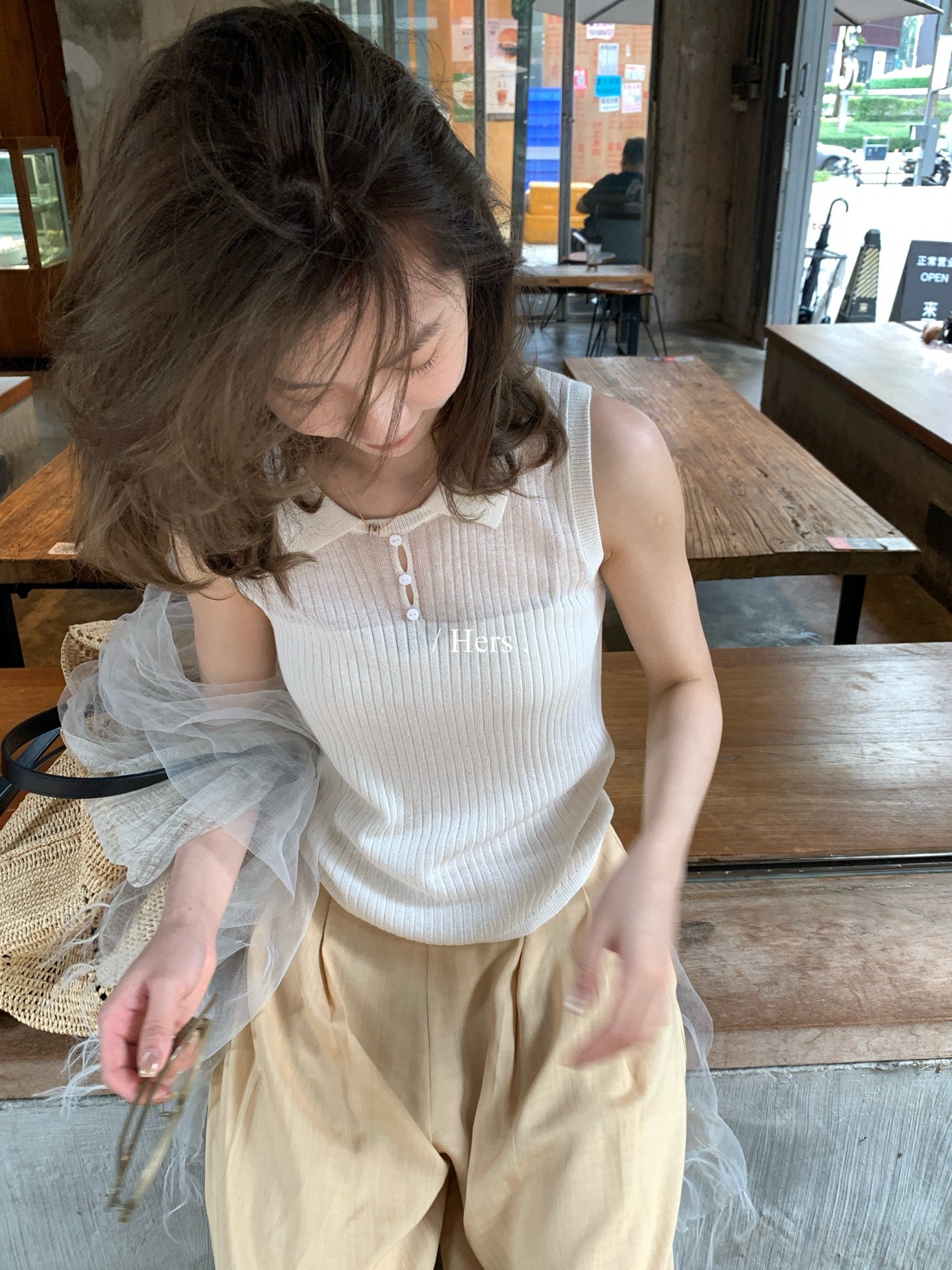 Hers - POLO領小精緻背心   08145#
