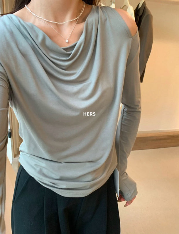 HERS> 氣質蕩領露肩T 20373#