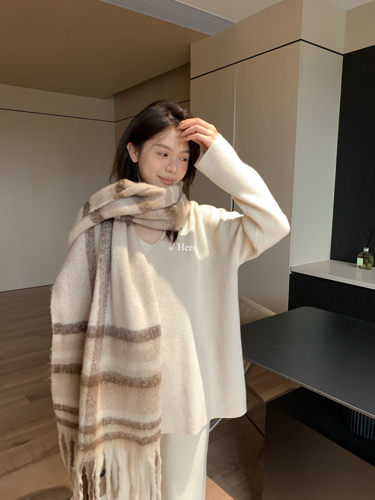 RT01>加厚保暖格子大圍巾