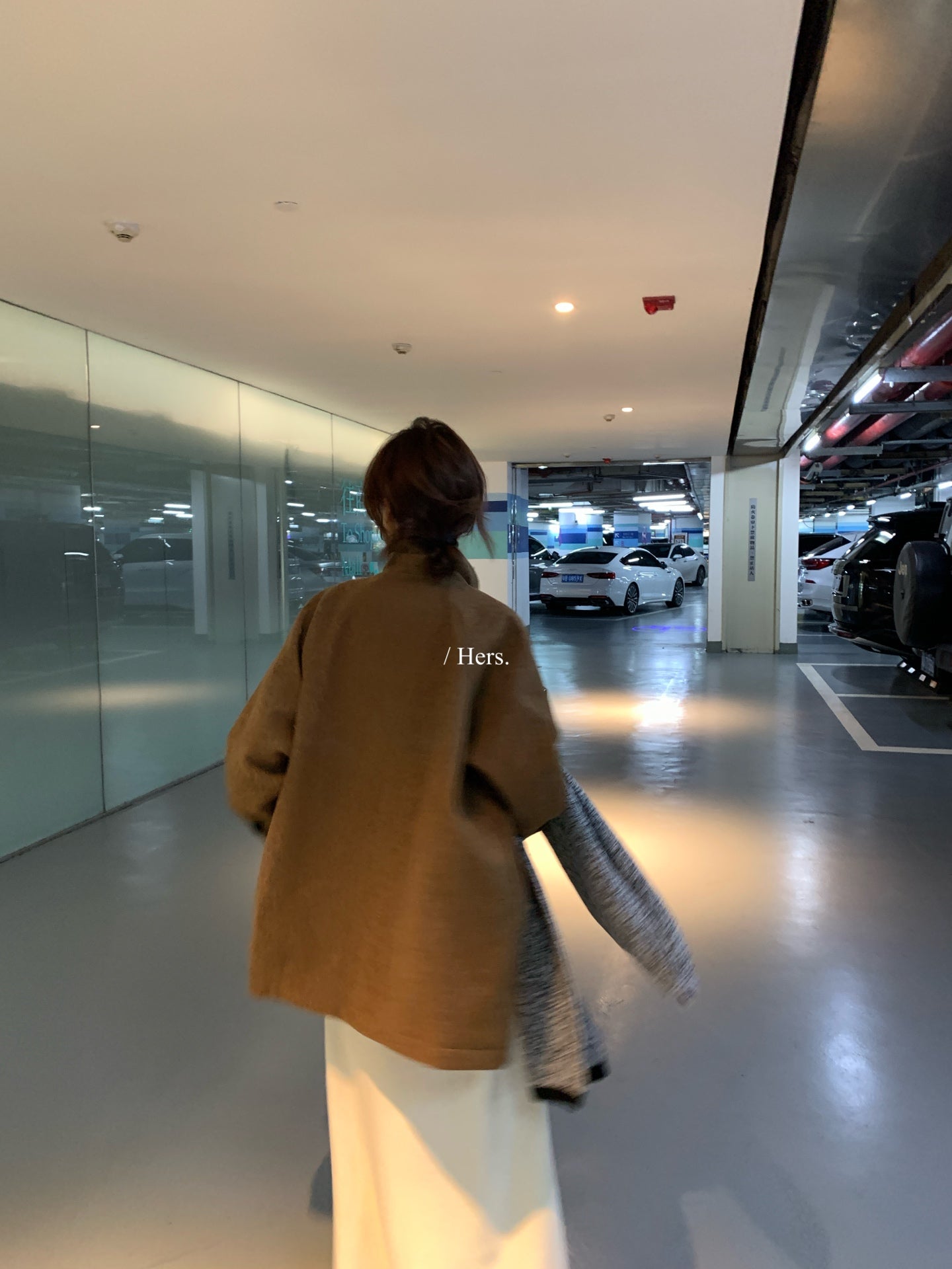 Hers - 領口燈芯絨拼接夾棉巴恩外套  92490#