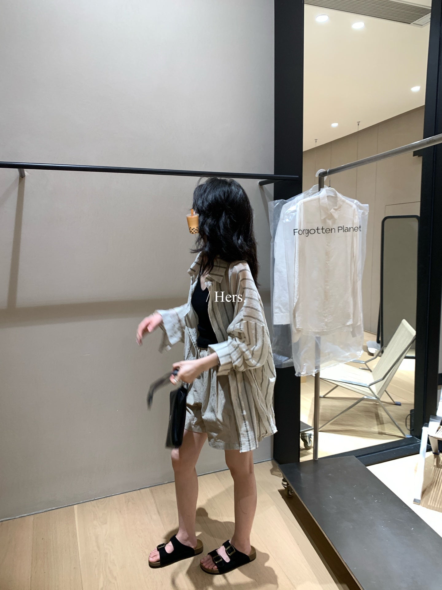 Hers - 舒適飄逸感防曬條紋襯衫  80553#