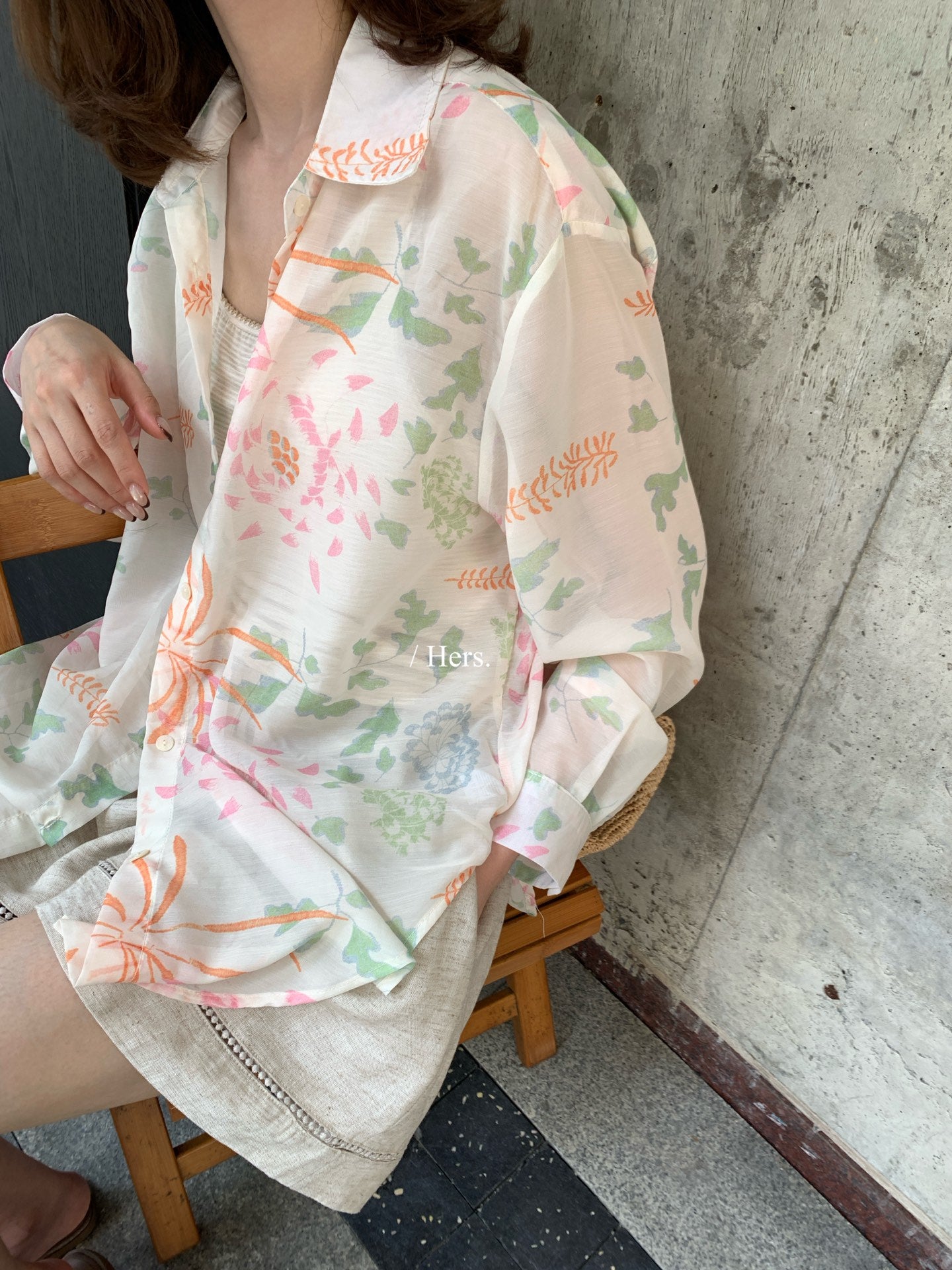 Hers - 小眾花色薄款襯衫   80398#