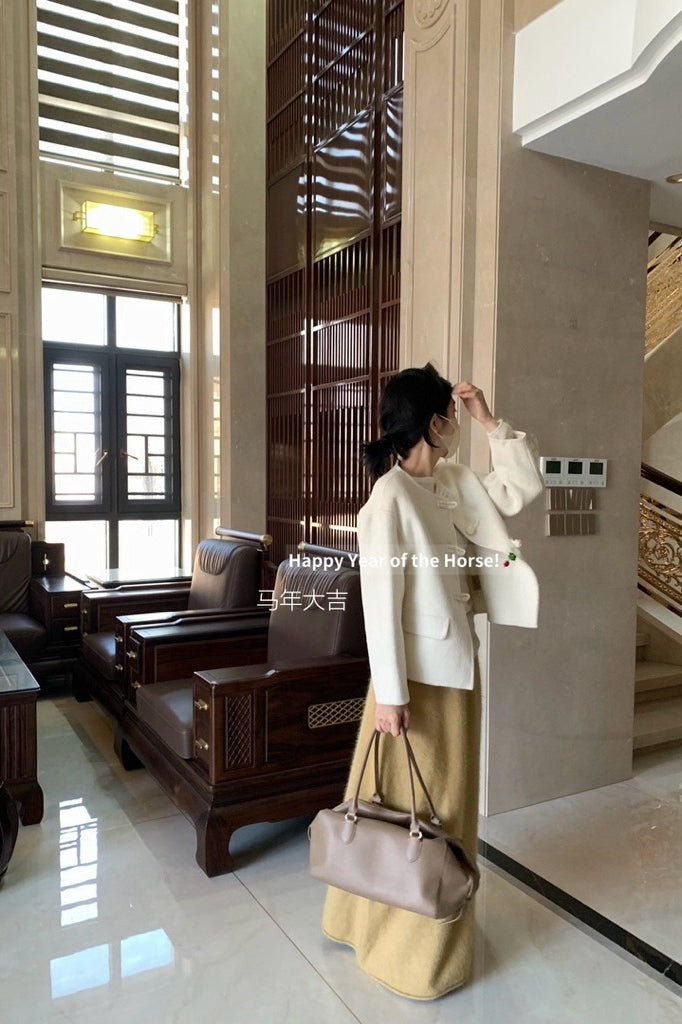 seeUbye 新中式 雙面羊毛盤釦大衣 #